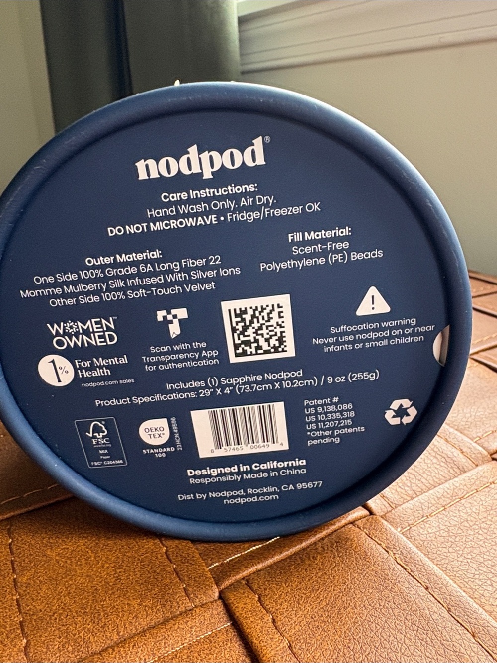 nodpod Silk Weighted Eye Mask - Navy Blue - Picture 2 of 3